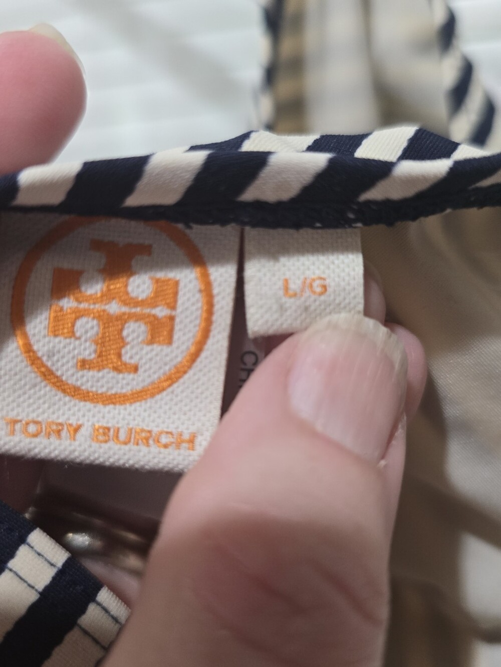 Tory Burch Striped 2 Piece Swimsuit Size L - Picture 3 of 5